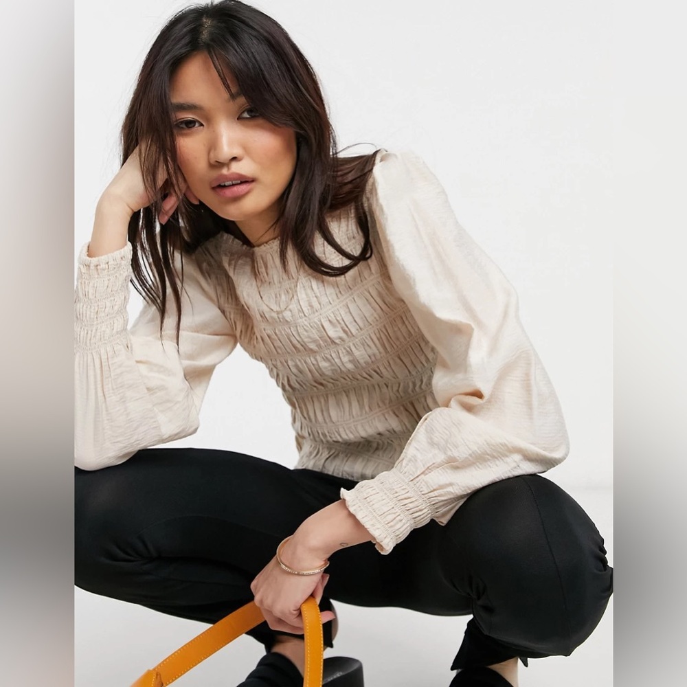 YAS Shirred Bodice and Slash Neck